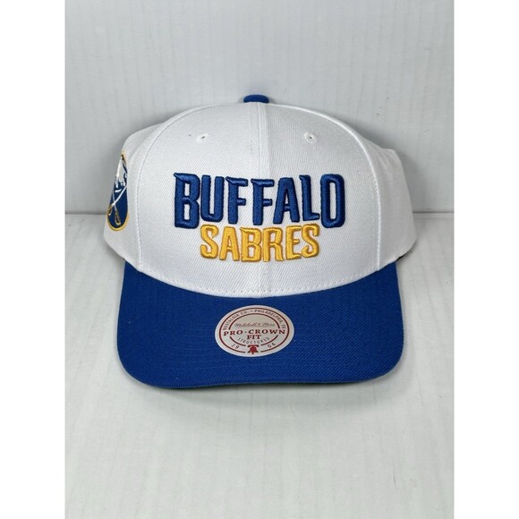 Mitchell Ness NHL Buffalo Sabres 2 Tone Blue & White Pro Crown Snapback Hat Cap - Picture 1 of 5